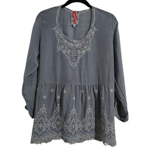 Johnny Was Embroidered Blouse‎ Grey Size XS
